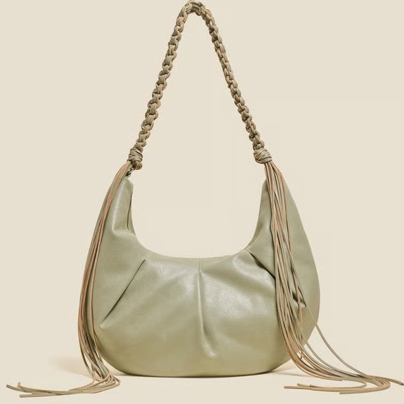 Holzweiler Cocoon Big Bag Green Fringe NWOT Anthropologie Boho - Picture 3 of 14